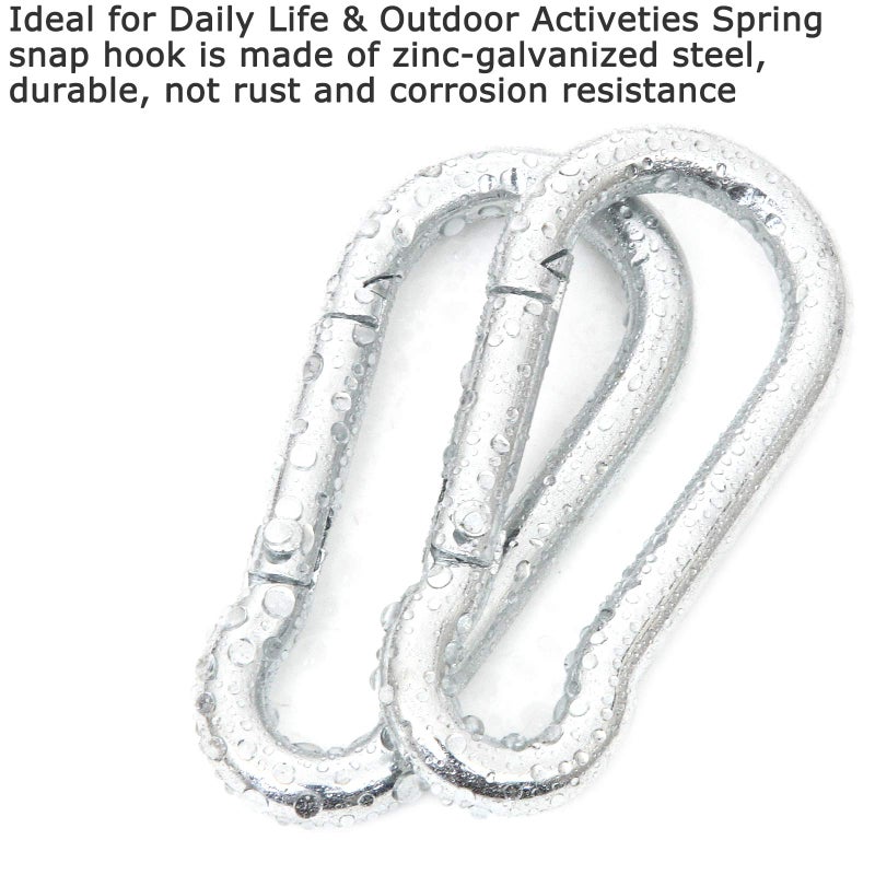 LISHINE 60Pcs Stainless Steel Carabiner Clip Spring-Snap Hook 1/4 in, M6 x 2 3/8 Inch Small Heavy Duty Carabiner Clips for Hammock, Punching Bag, Swing, Gym - Image 4